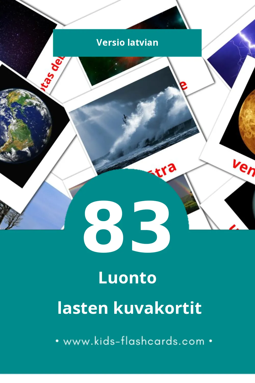 Daba lasten kuvakortit pikkulapsille (83 korttia Latvianksi)
