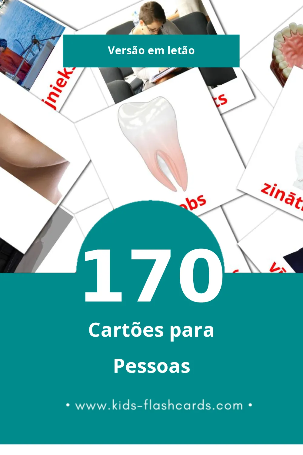 Flashcards de Cilvēks Visuais para Toddlers (170 cartões em Letão)