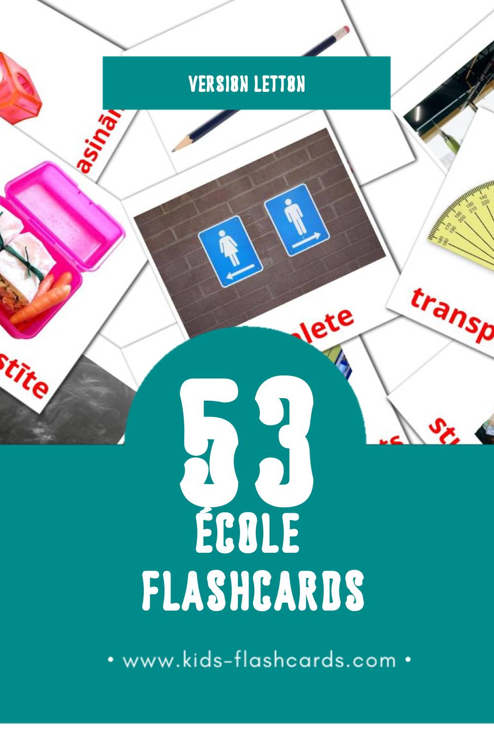 Flashcards Visual Skola pour les tout-petits (53 cartes en Letton)