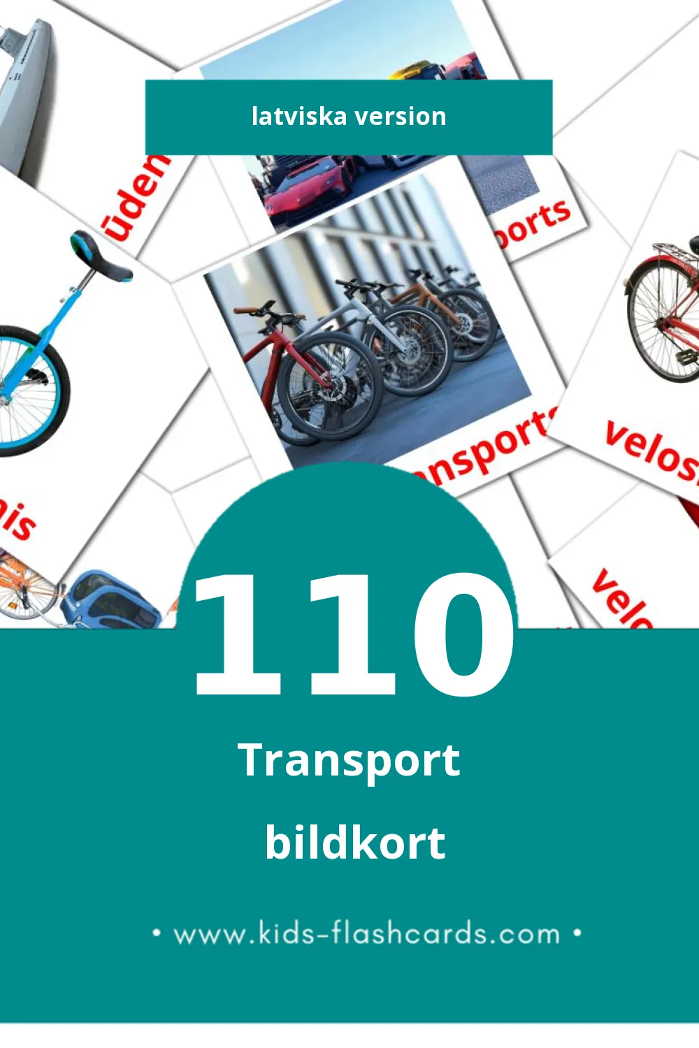 Visuella Transports för småbarn (110 bildkort för barn på Latviska)