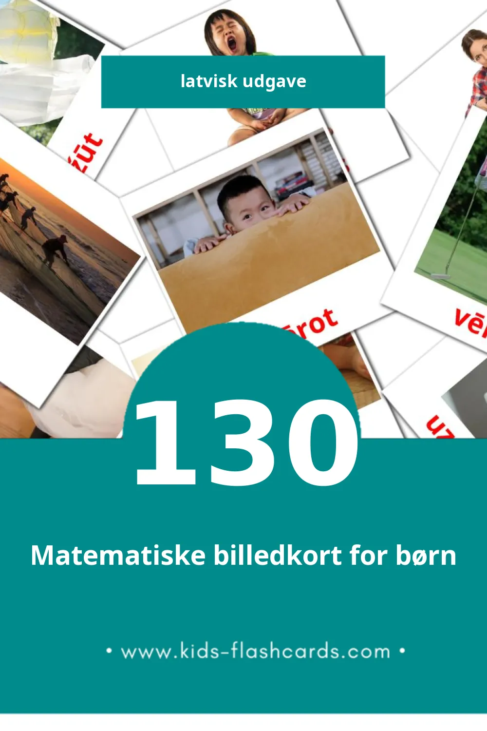 Visuelle billedkort for børn om Darbības vārdi til småbørn (130 kort på Latvisk)