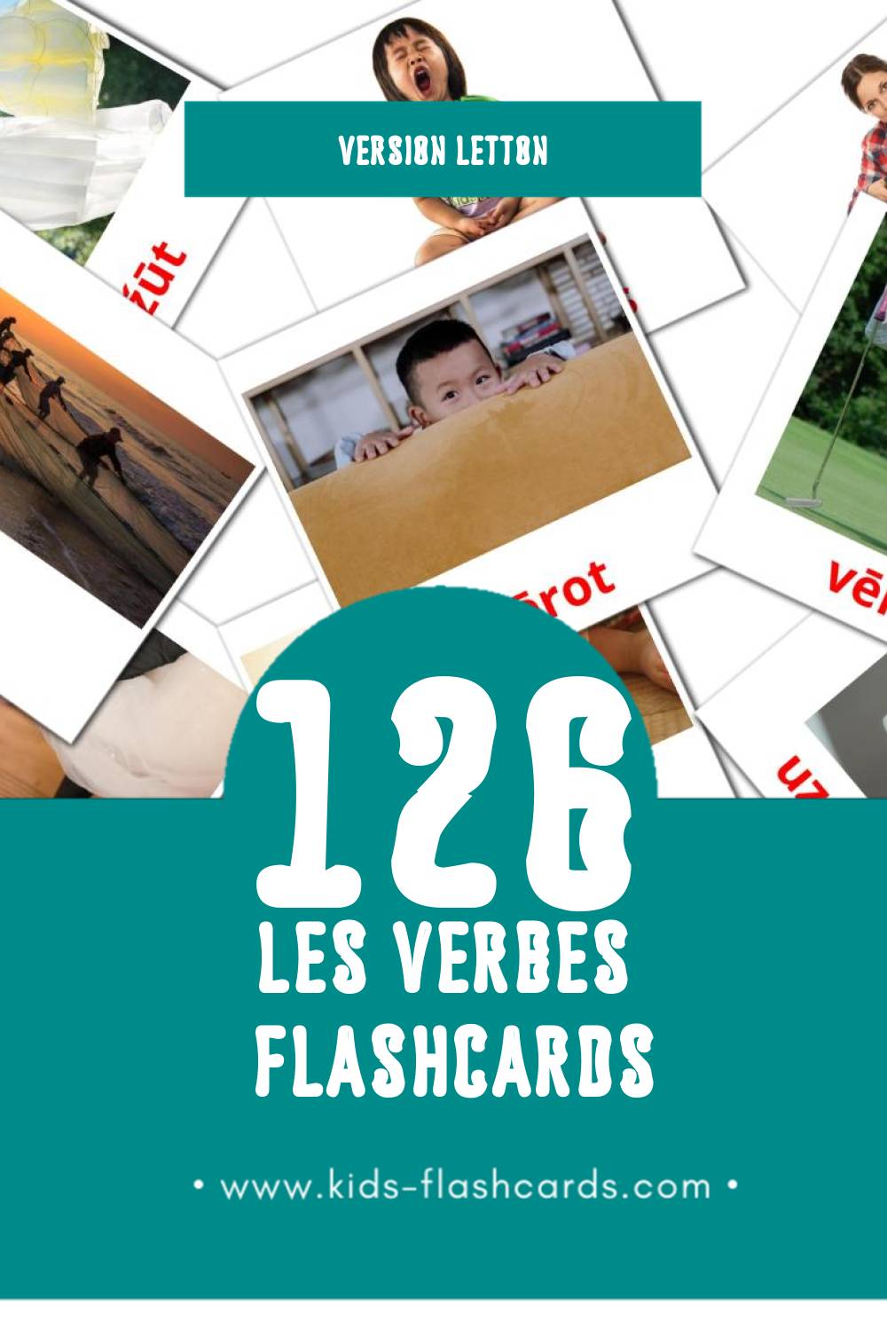 Flashcards Visual Darbības vārdi pour les tout-petits (132 cartes en Letton)