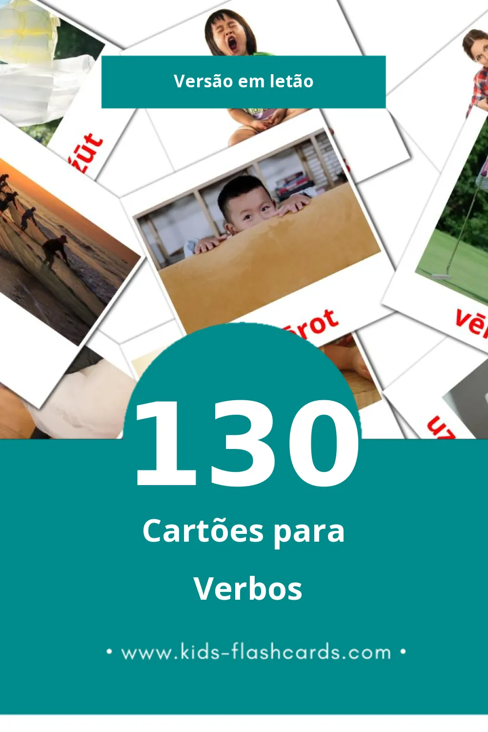 Flashcards de Darbības vārdi Visuais para Toddlers (130 cartões em Letão)