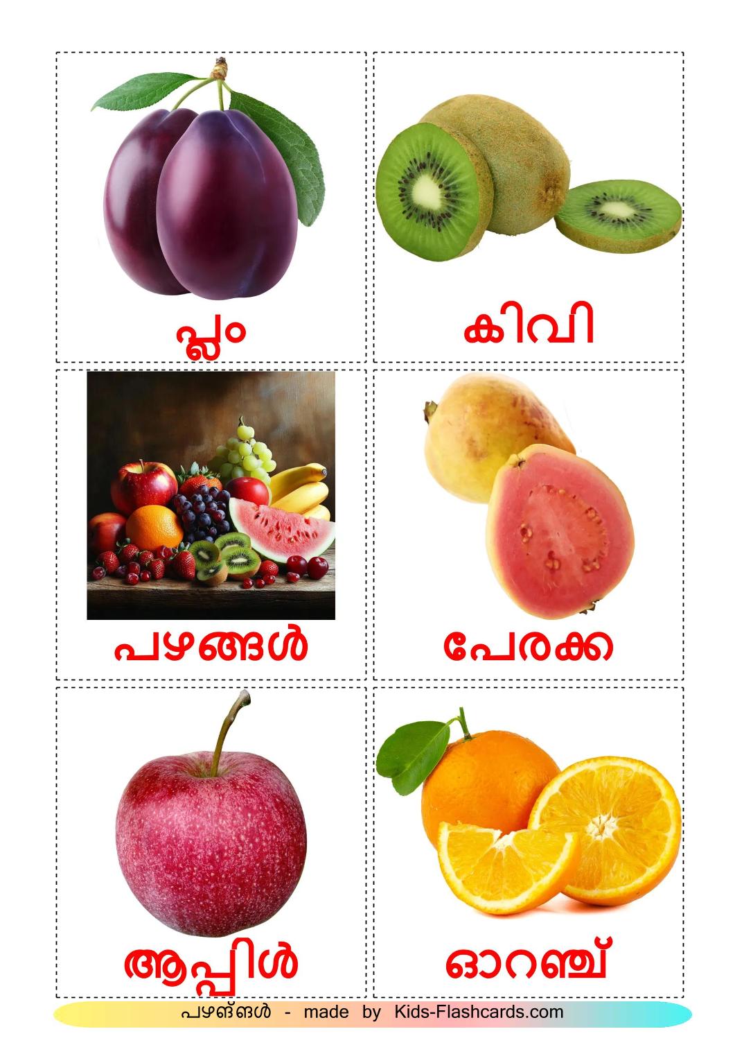 Frutta - 21 flashcards malayalam stampabili gratuitamente