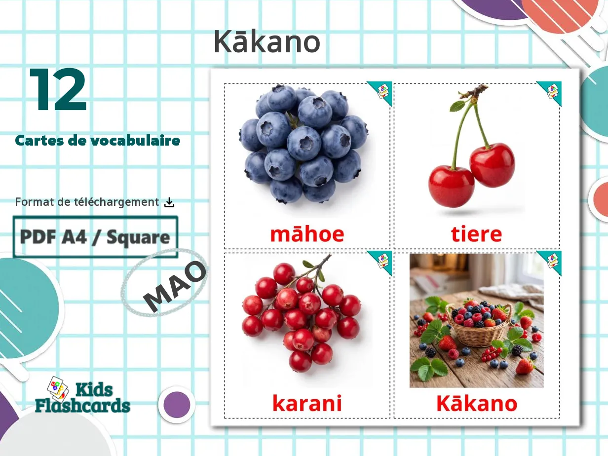 12 Cartes de Vocabulaire pour Enfants GRATUITES Baies à Imprimer en ...