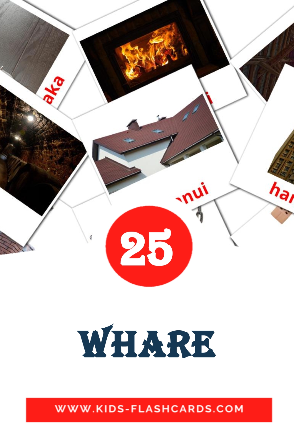 25 Whare Picture Cards for Kindergarden in maori
