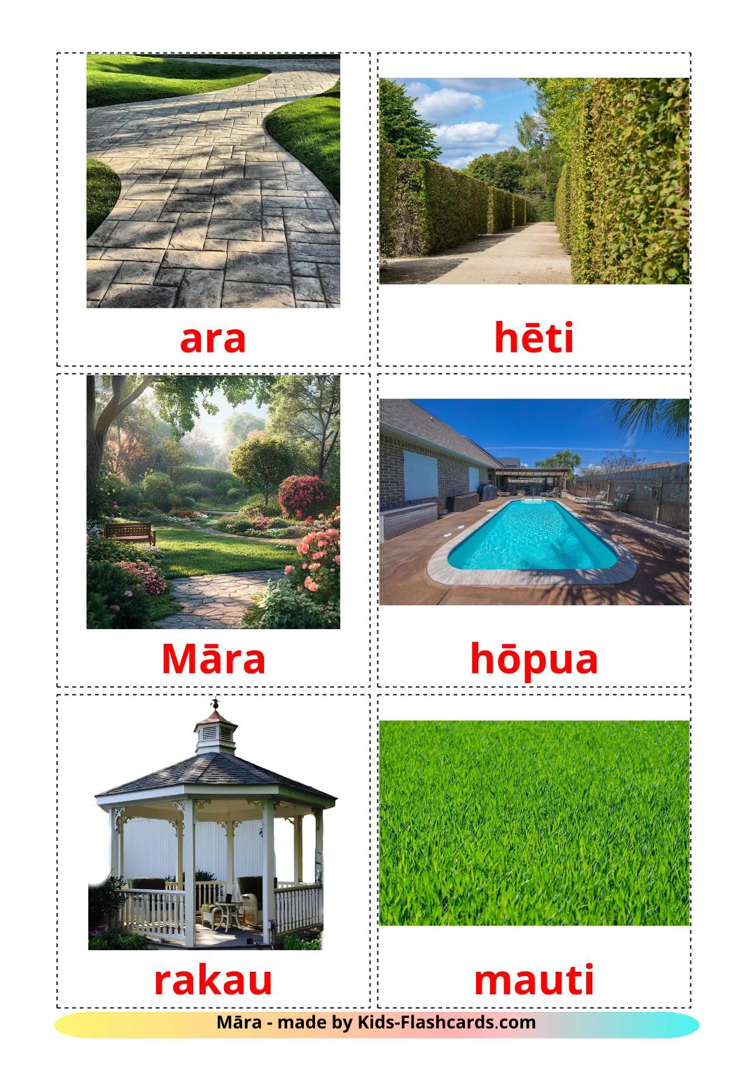 Garden - 19 Free Printable maori Flashcards 