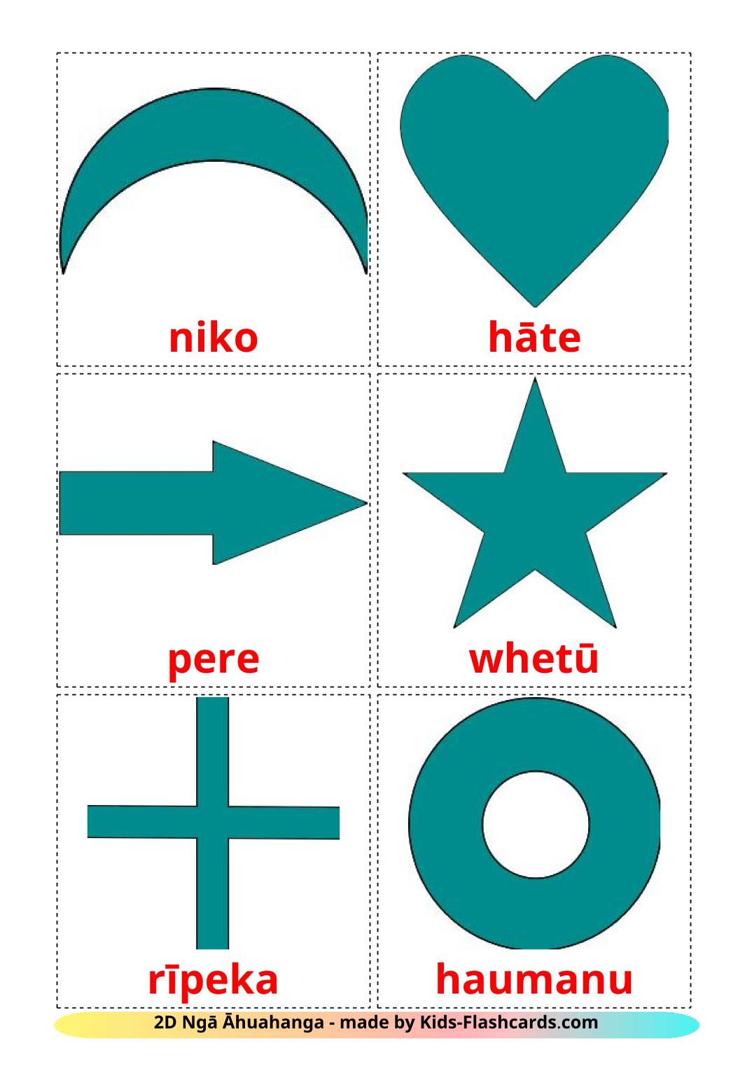 2D Shapes - 35 Free Printable maori Flashcards 