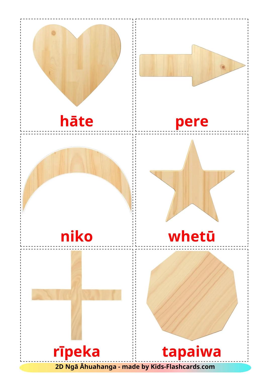 2D Shapes - 36 Free Printable maori Flashcards 