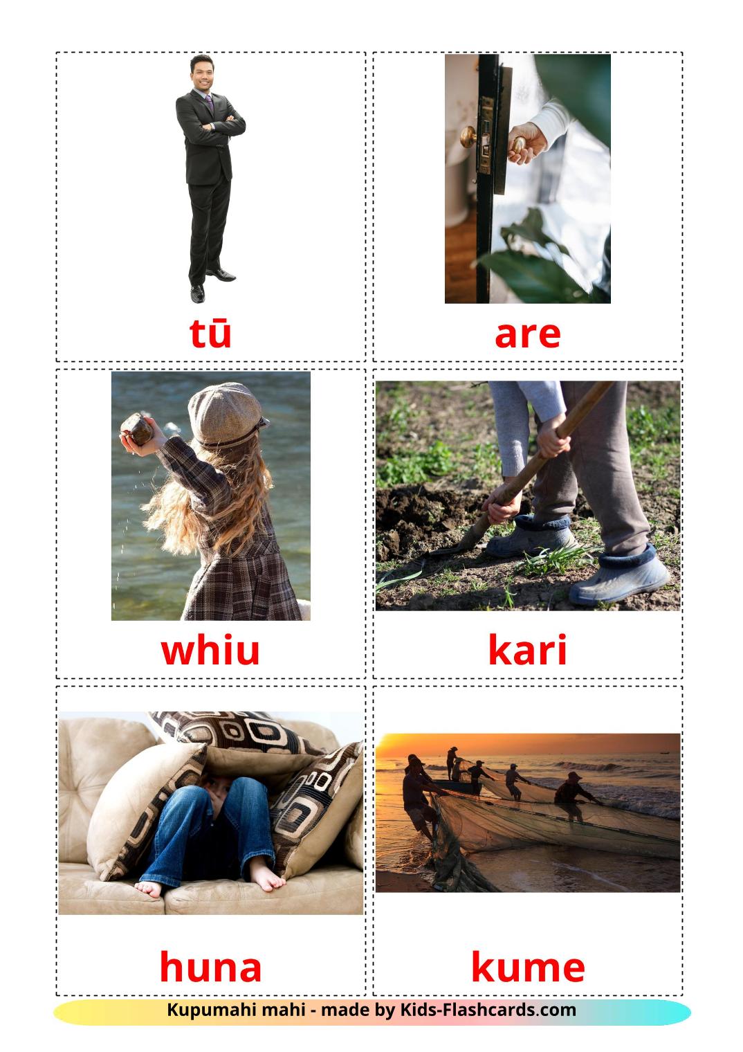 Action verbs - 51 Free Printable maori Flashcards 
