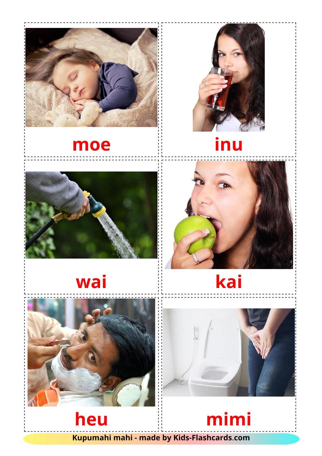 Routine verbs - 33 Free Printable maori Flashcards 