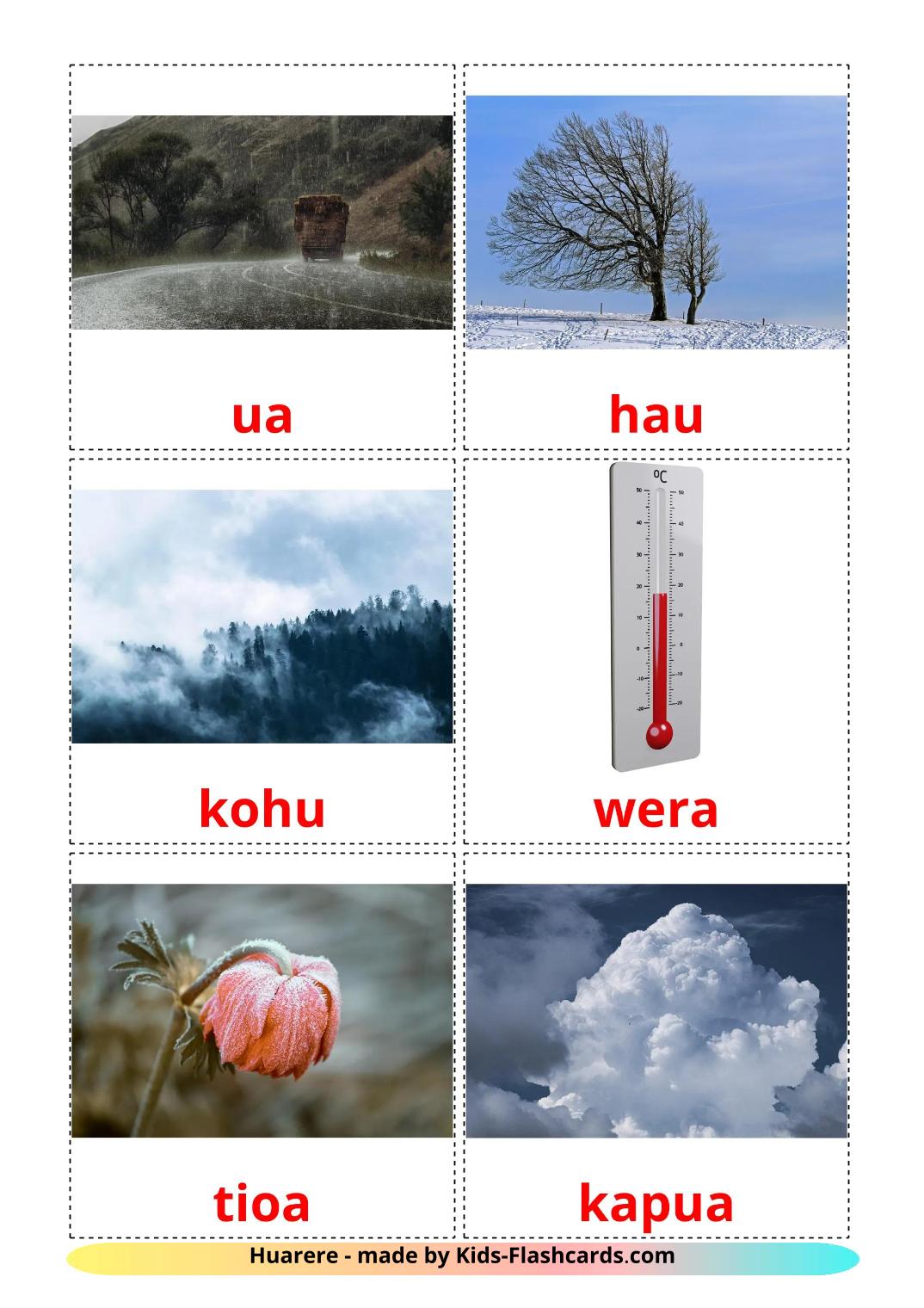 Weather - 32 Free Printable maori Flashcards 