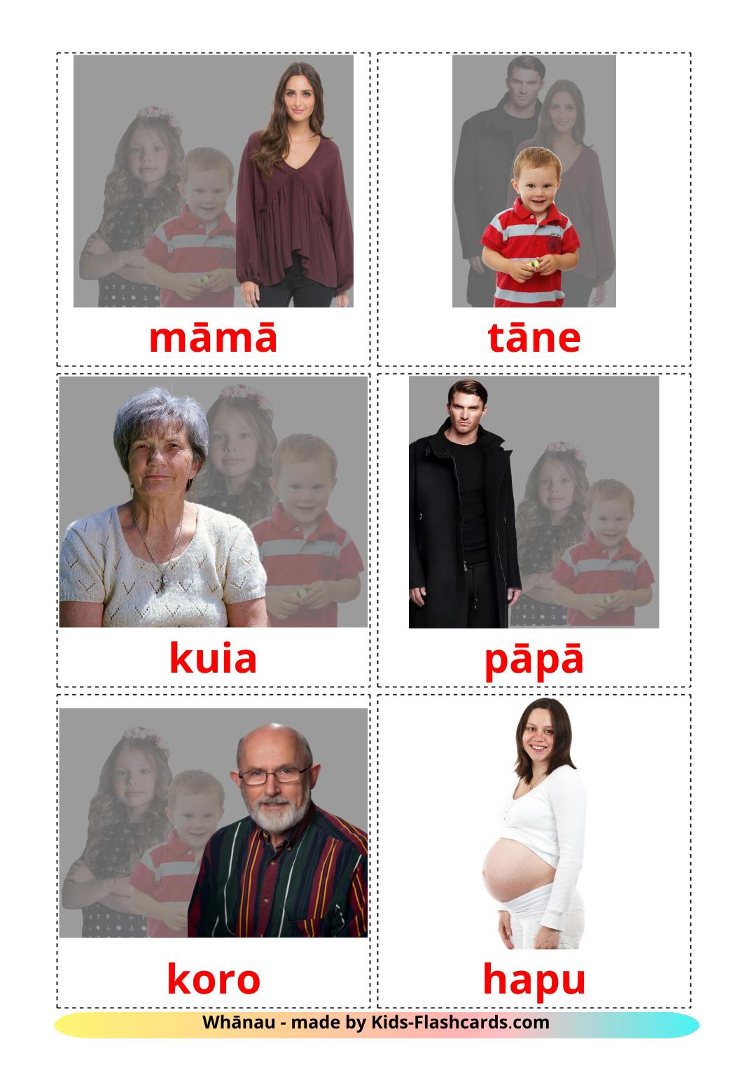 Family members - 32 Free Printable maori Flashcards 