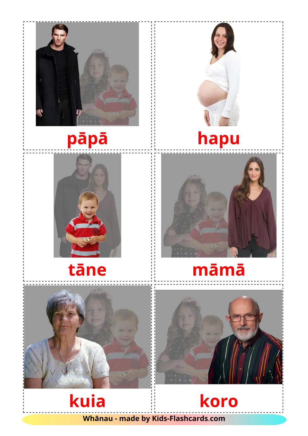 Family members - 32 Free Printable maori Flashcards 