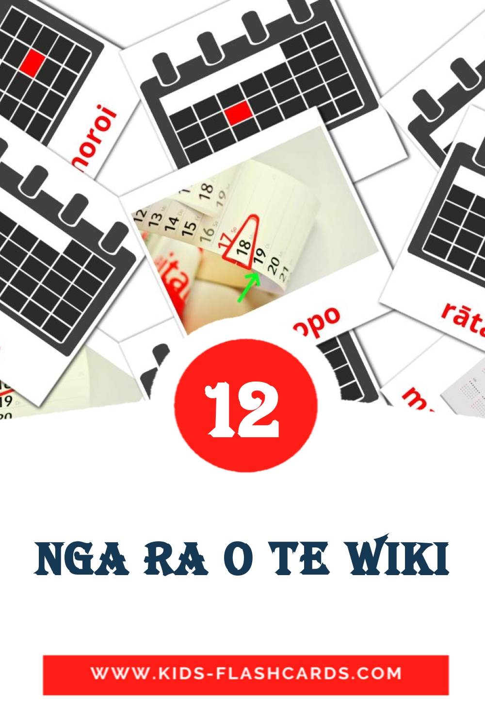 12 tarjetas didacticas de nga ra o te wiki para el jardín de infancia en maorí