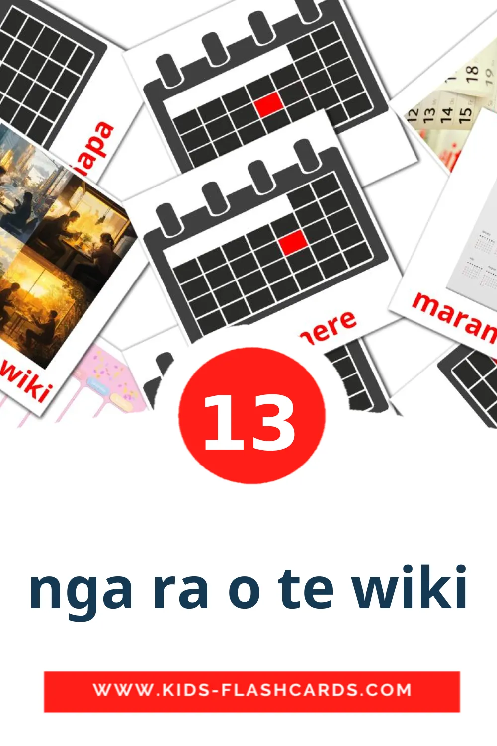 13 nga ra o te wiki Picture Cards for Kindergarden in maori