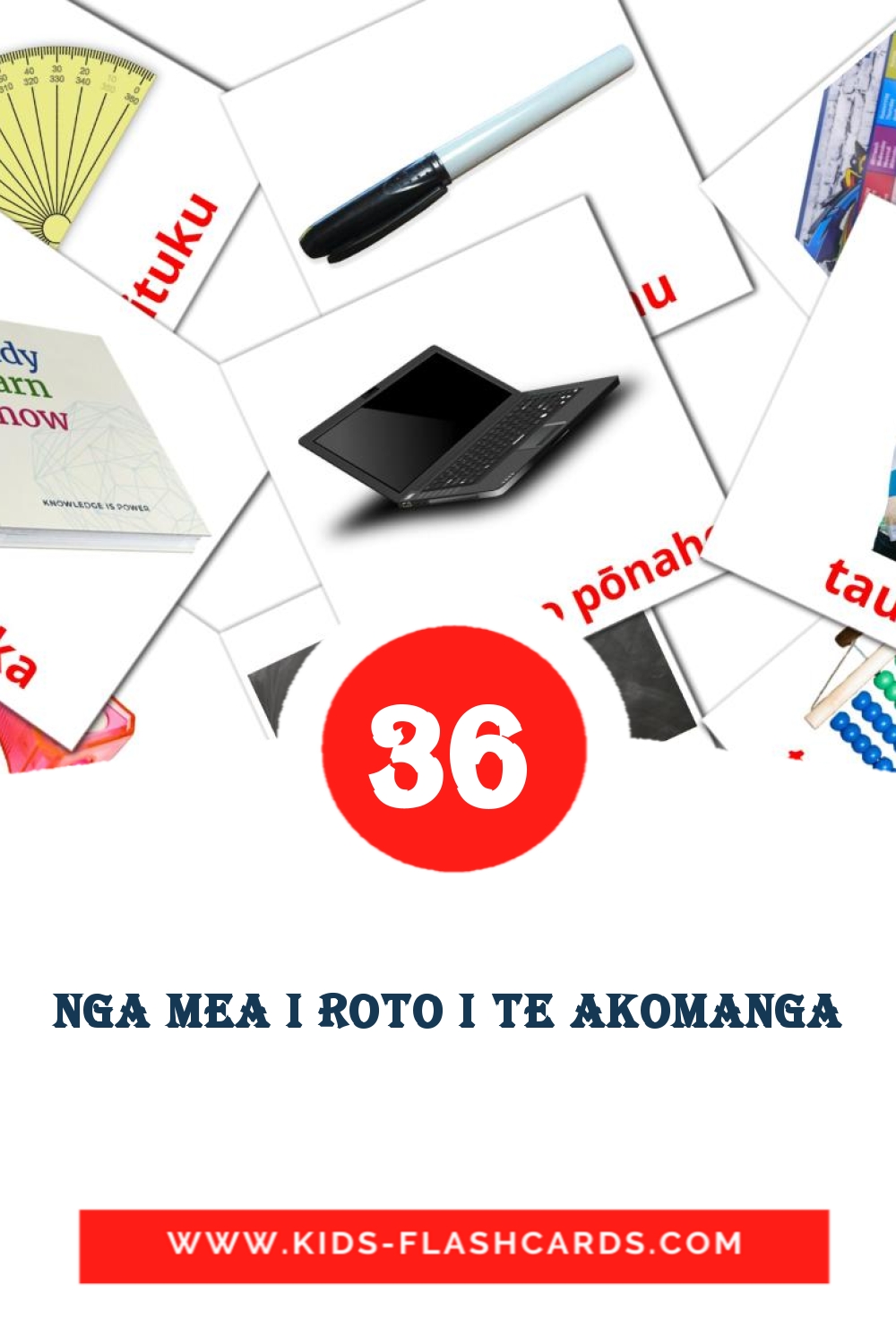 36 Nga mea i roto i te akomanga Picture Cards for Kindergarden in maori