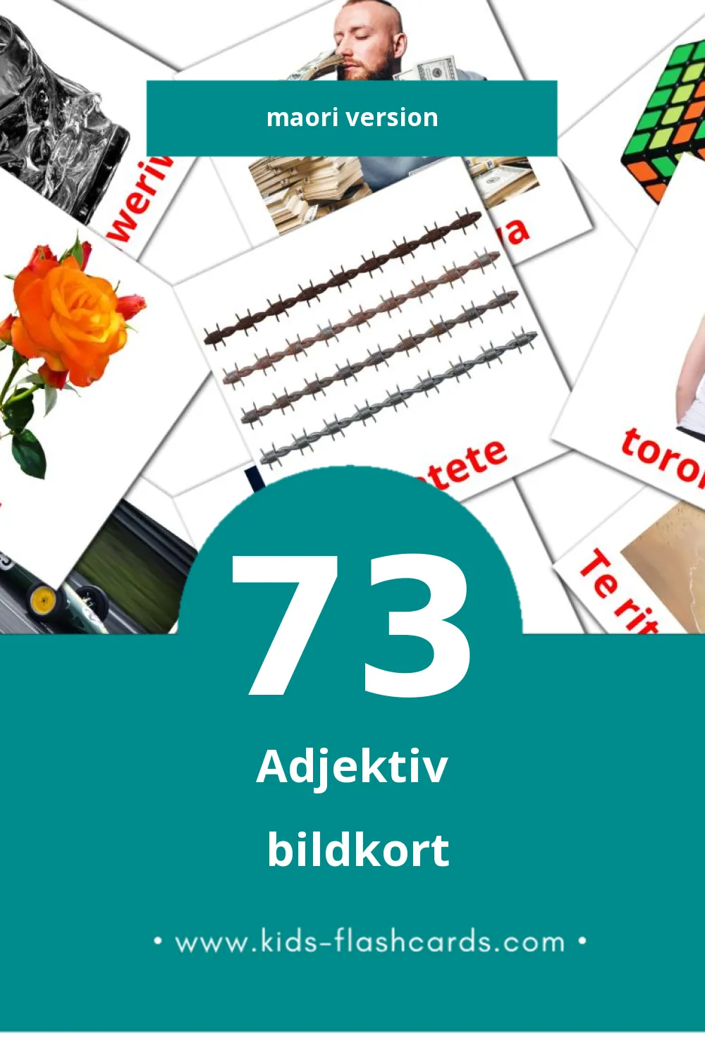 Visuelle Kupuāhua bildekort for småbarn (73 kort på Maori)