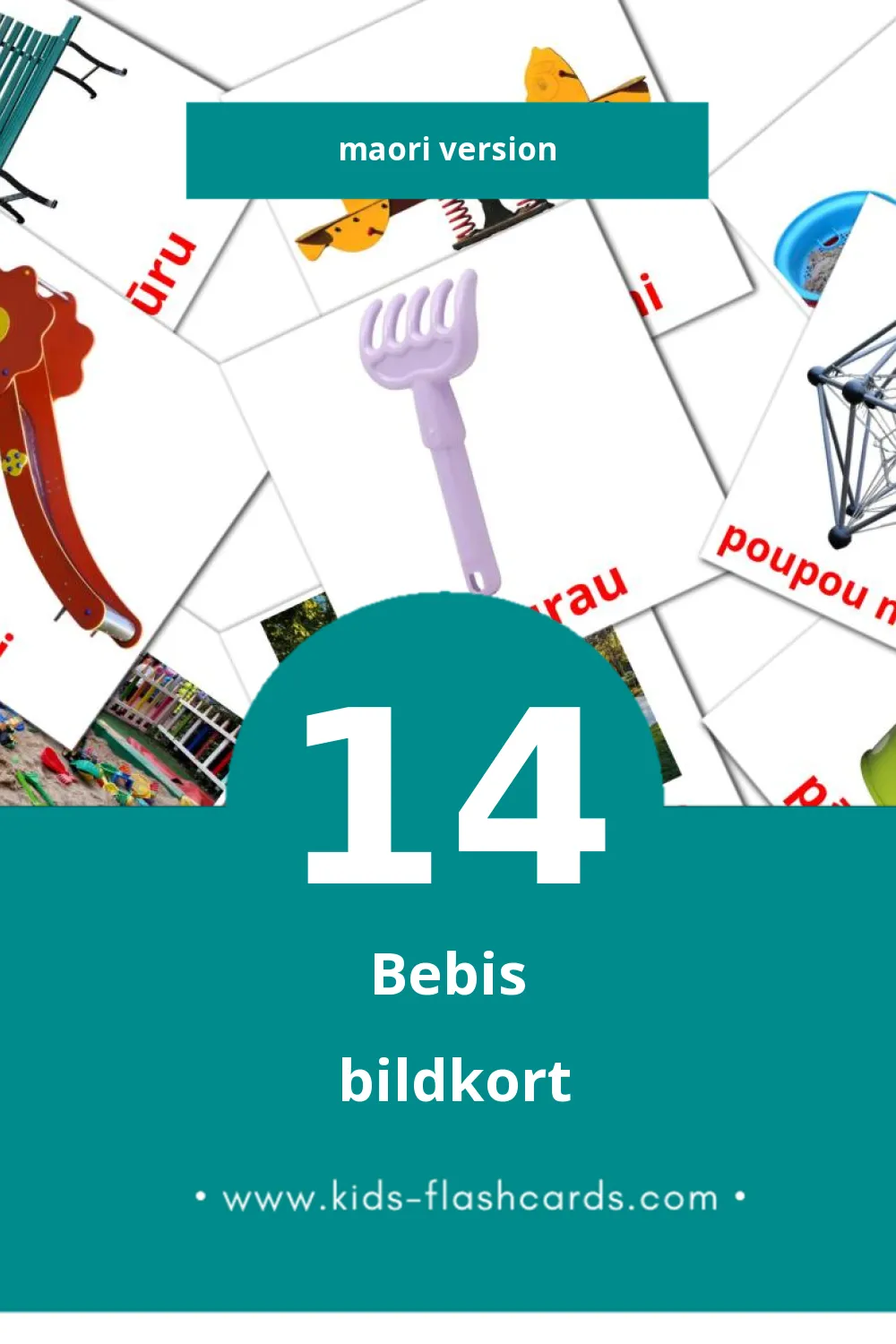 Visuelle Pēpē bildekort for småbarn (14 kort på Maori)