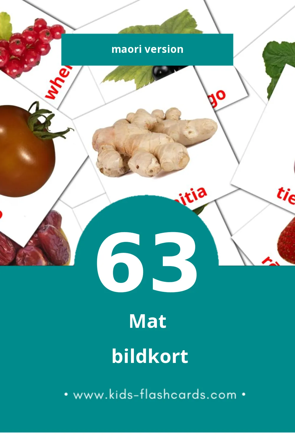 Visuella Kai för småbarn (63 bildkort för barn på Maori)