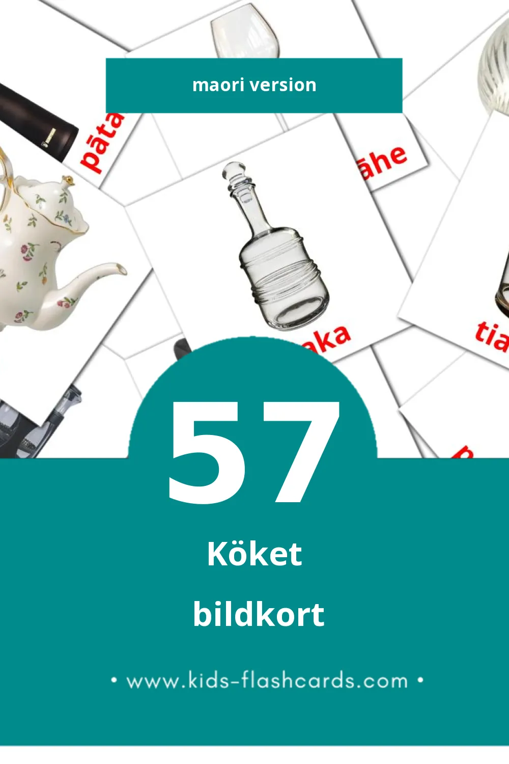 Visuele Kīhini Leerkaarten voor Kleuters (57 kaarten in het Maori)