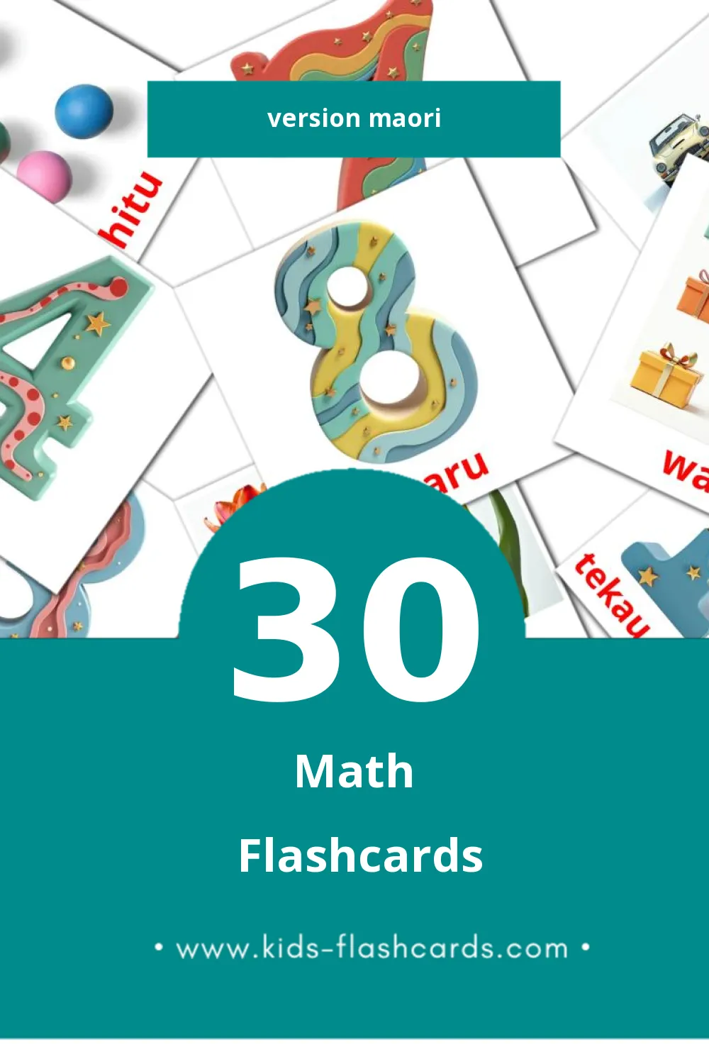 Flashcards Visual Pāngarau pour les tout-petits (30 cartes en Maori)