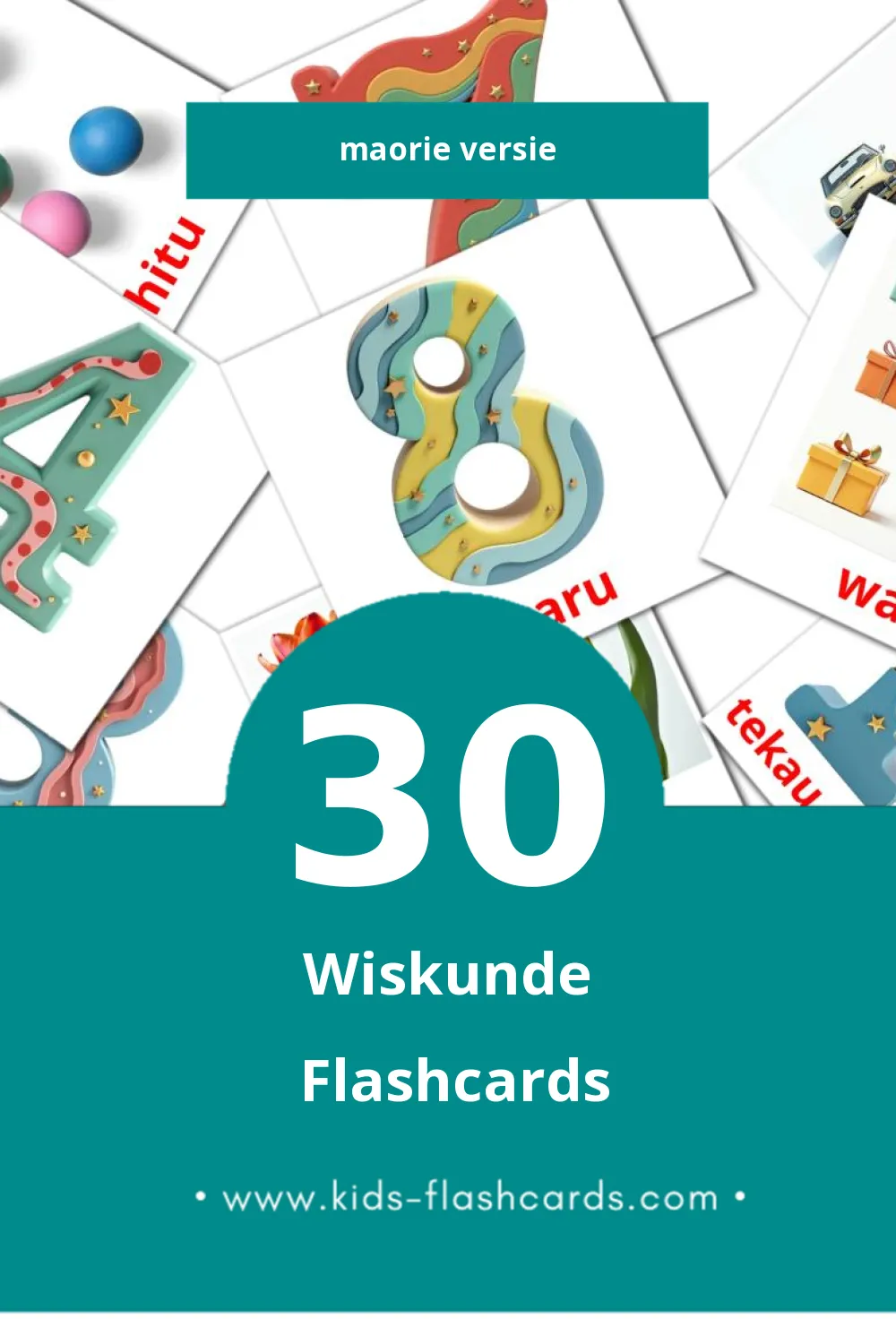 Visuele Pāngarau Flashcards voor Kleuters (30 kaarten in het Maori)