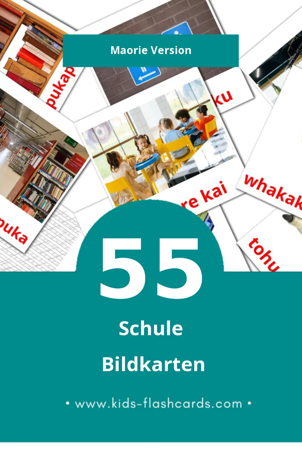 Visual Skool Flashcards für Kleinkinder (55 Karten in Maori)