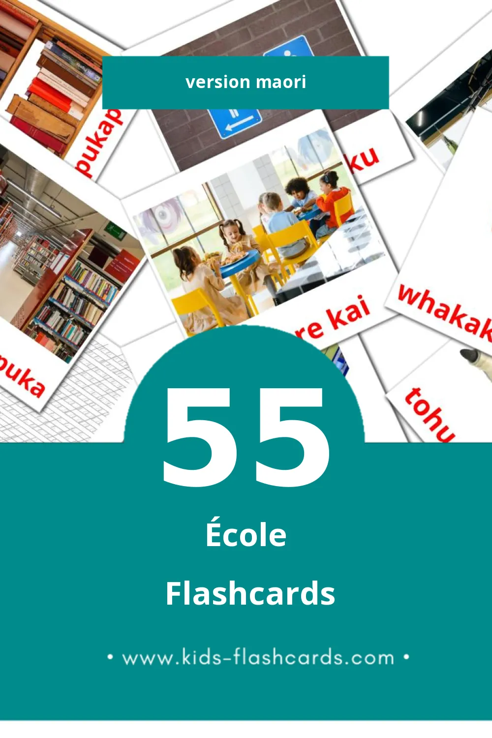 Flashcards Visual Skool pour les tout-petits (55 cartes en Maori)