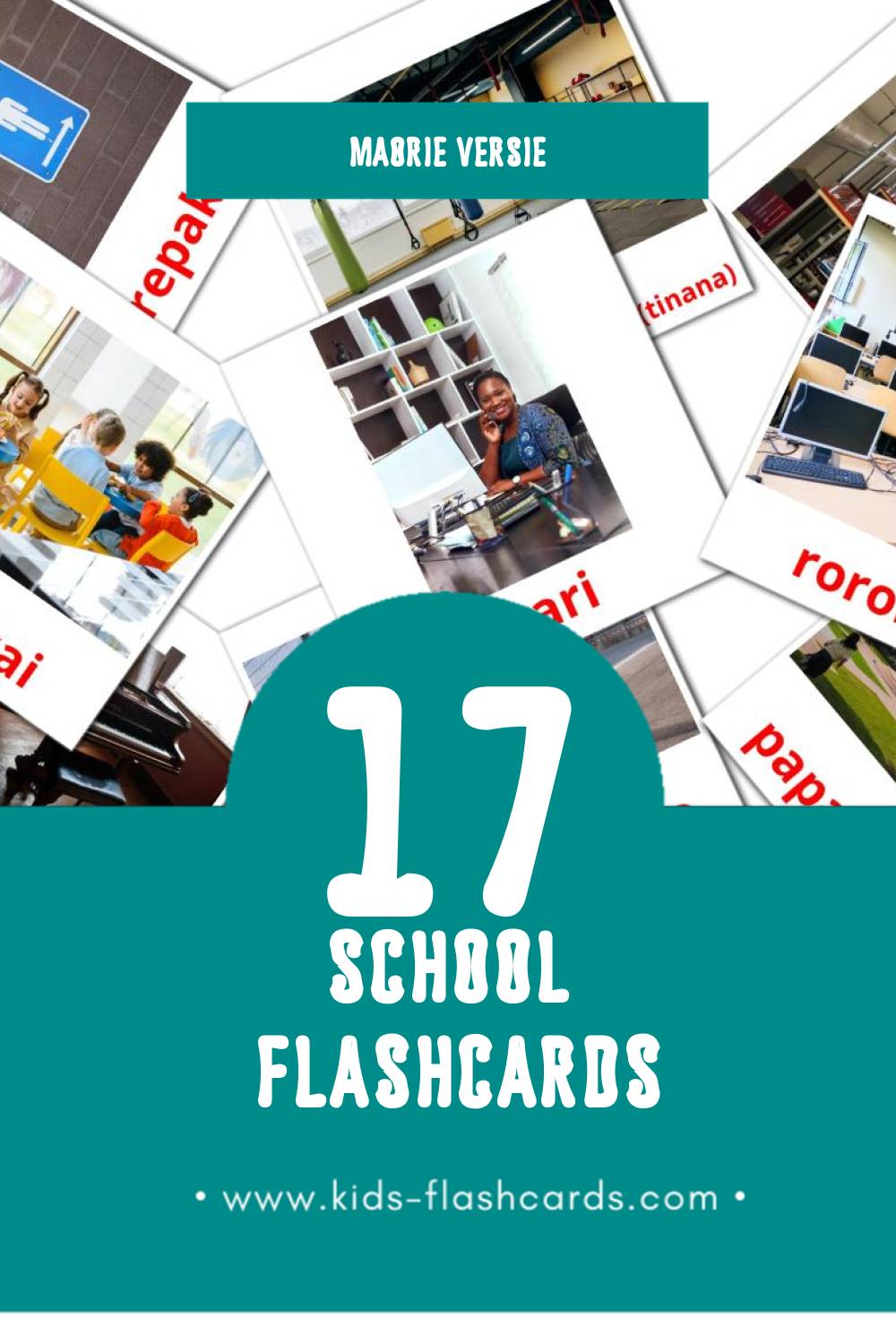 Visuele Skool Flashcards voor Kleuters (17 kaarten in het Maori)