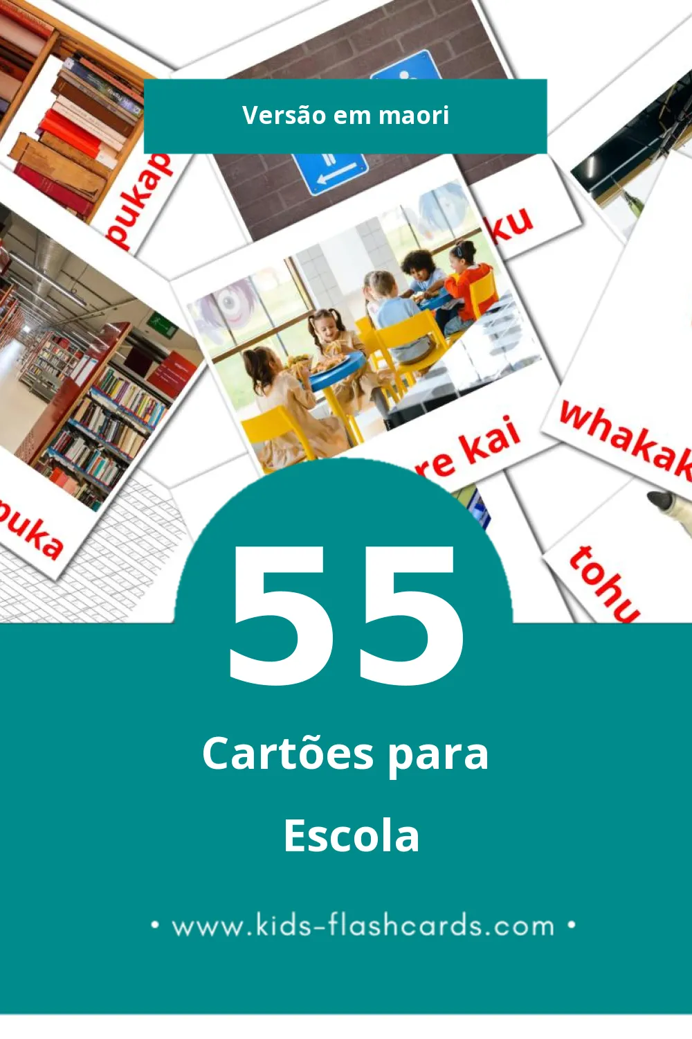 Flashcards de Skool Visuais para Toddlers (55 cartões em Maori)