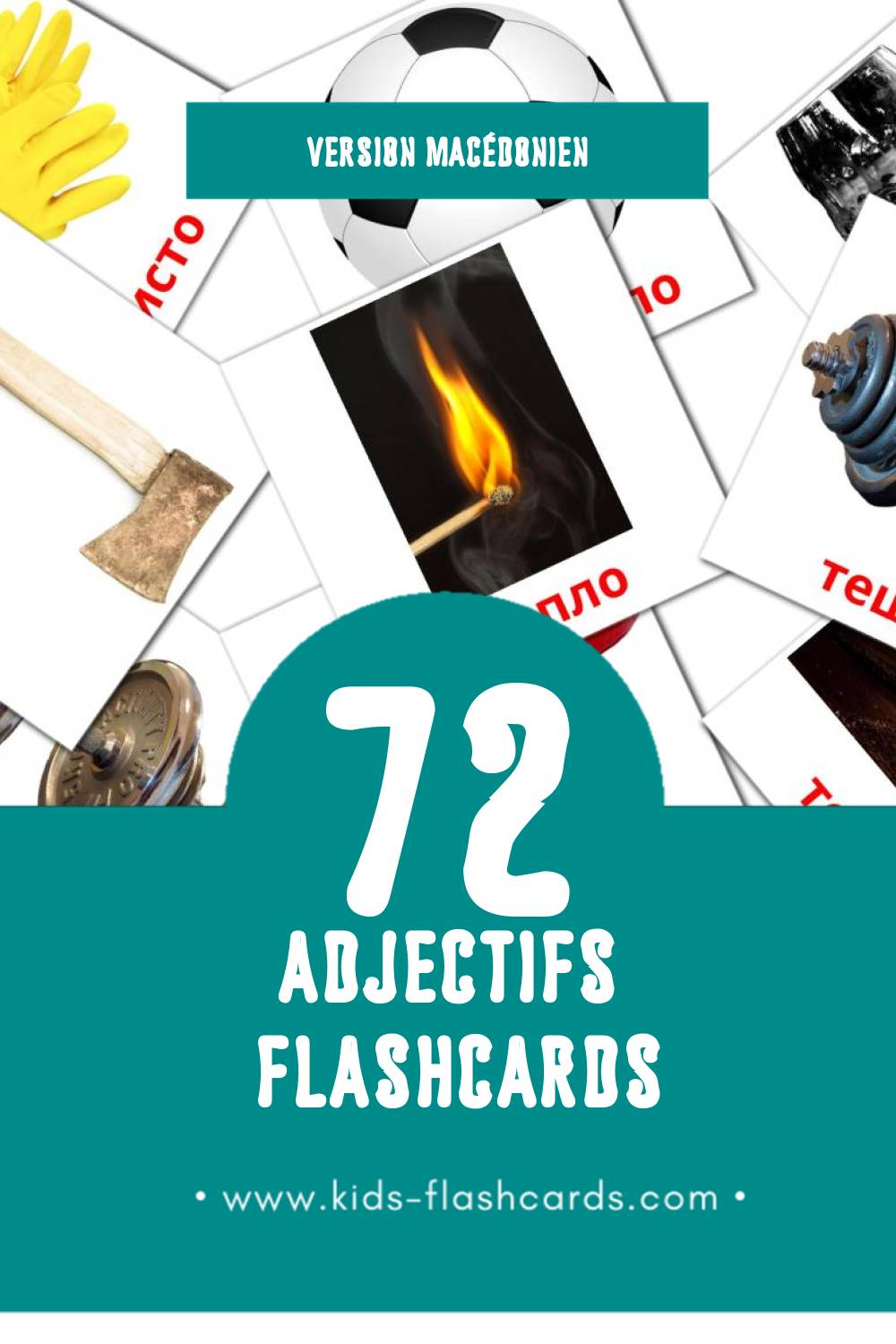 Flashcards Visual Придавки pour les tout-petits (74 cartes en Macédonien)