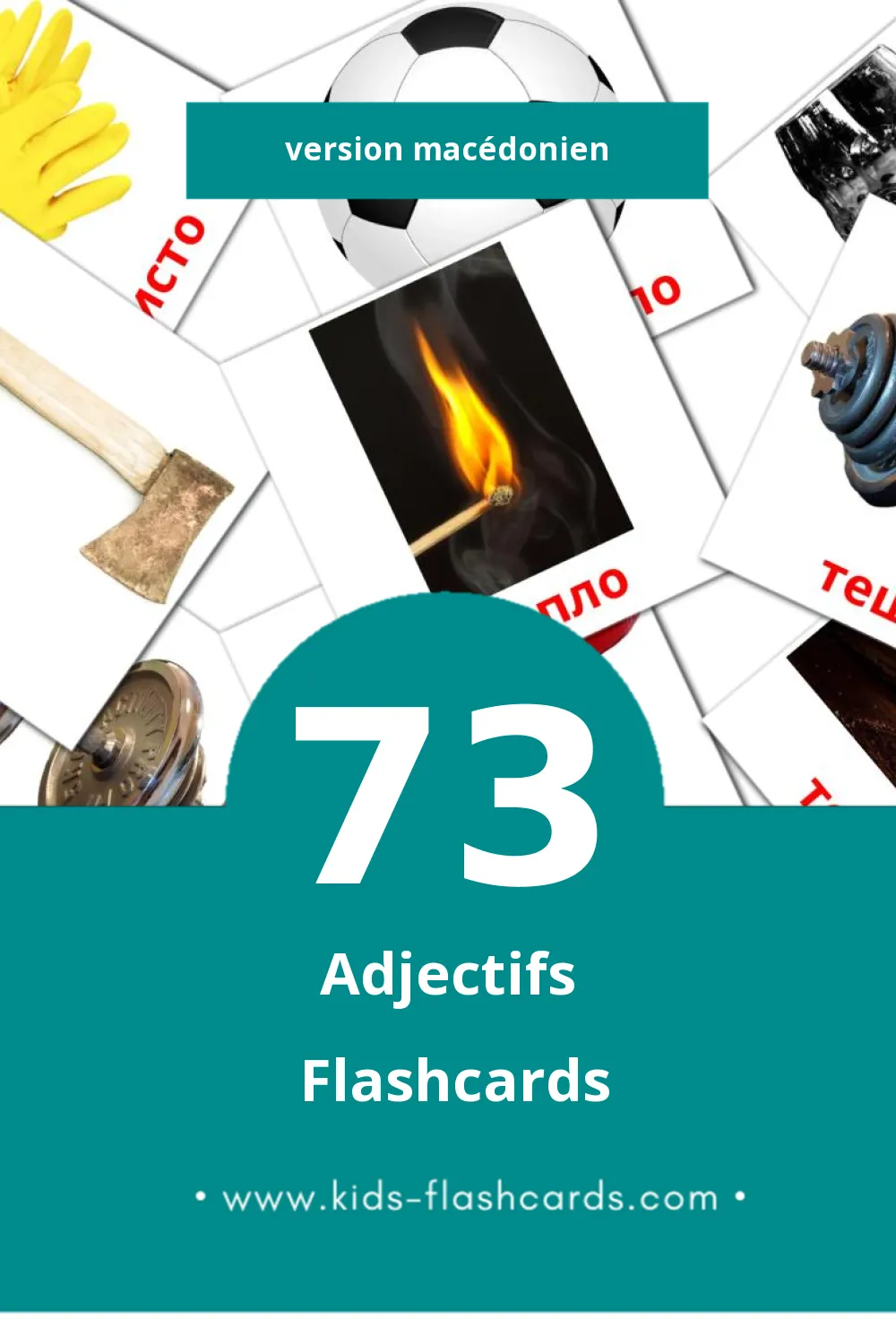 Flashcards Visual Придавки pour les tout-petits (73 cartes en Macédonien)