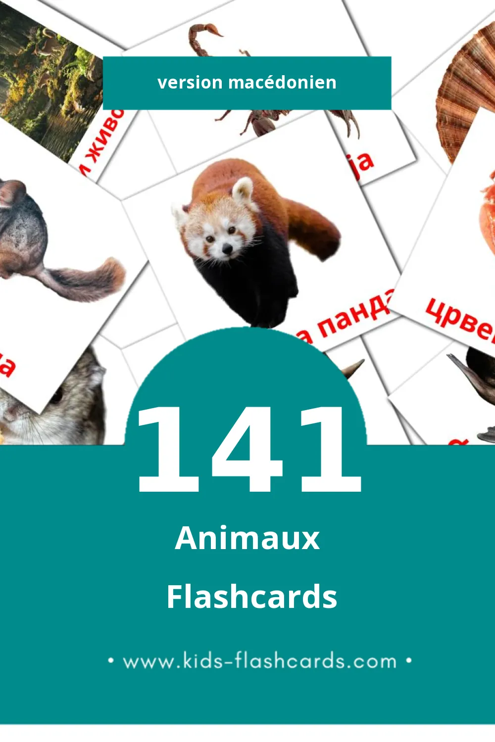 Flashcards Visual Животни pour les tout-petits (141 cartes en Macédonien)