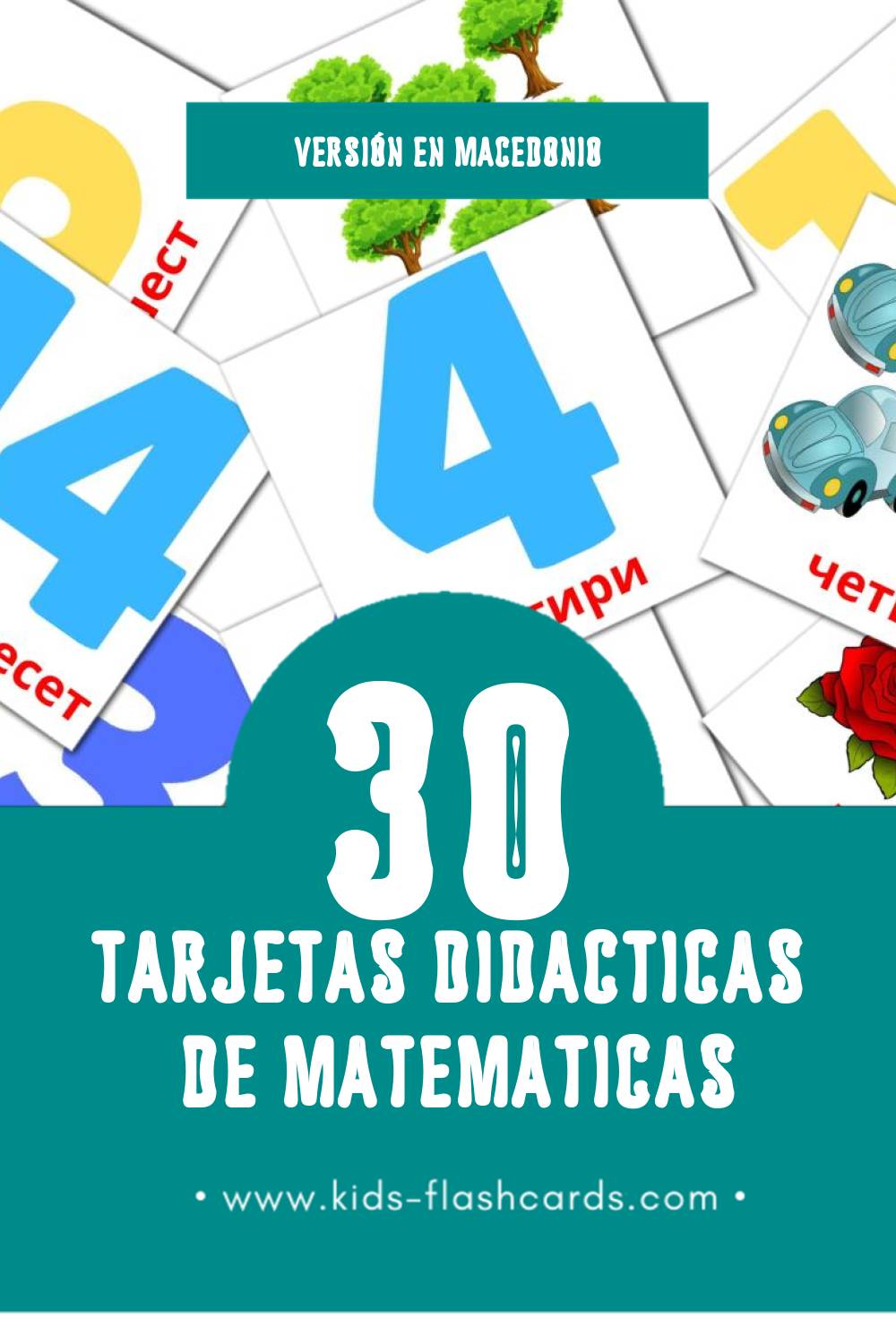 Tarjetas visuales de Математика para niños pequeños (30 tarjetas en Macedonio)