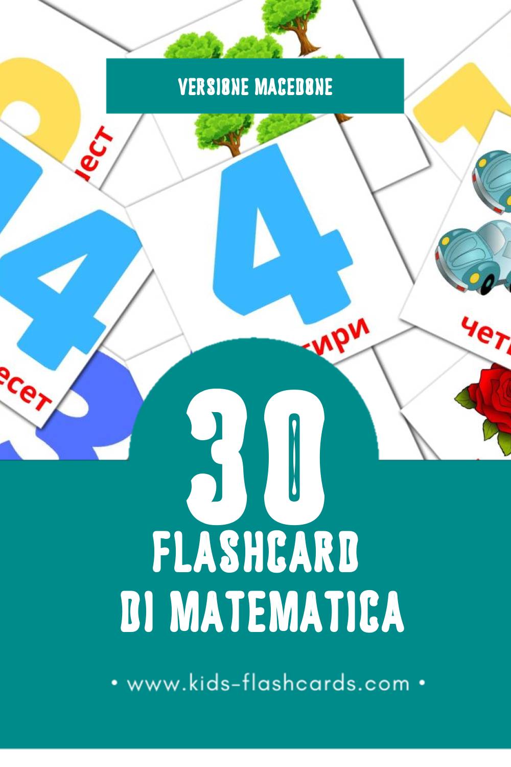 Schede visive sugli Математика per bambini (30 schede in Macedone)