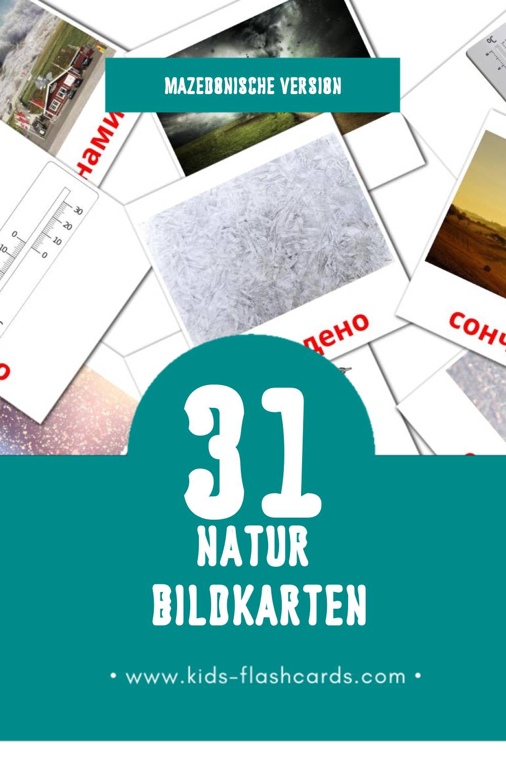 Visual Годишно време и природата Flashcards für Kleinkinder (31 Karten in Mazedonisch)