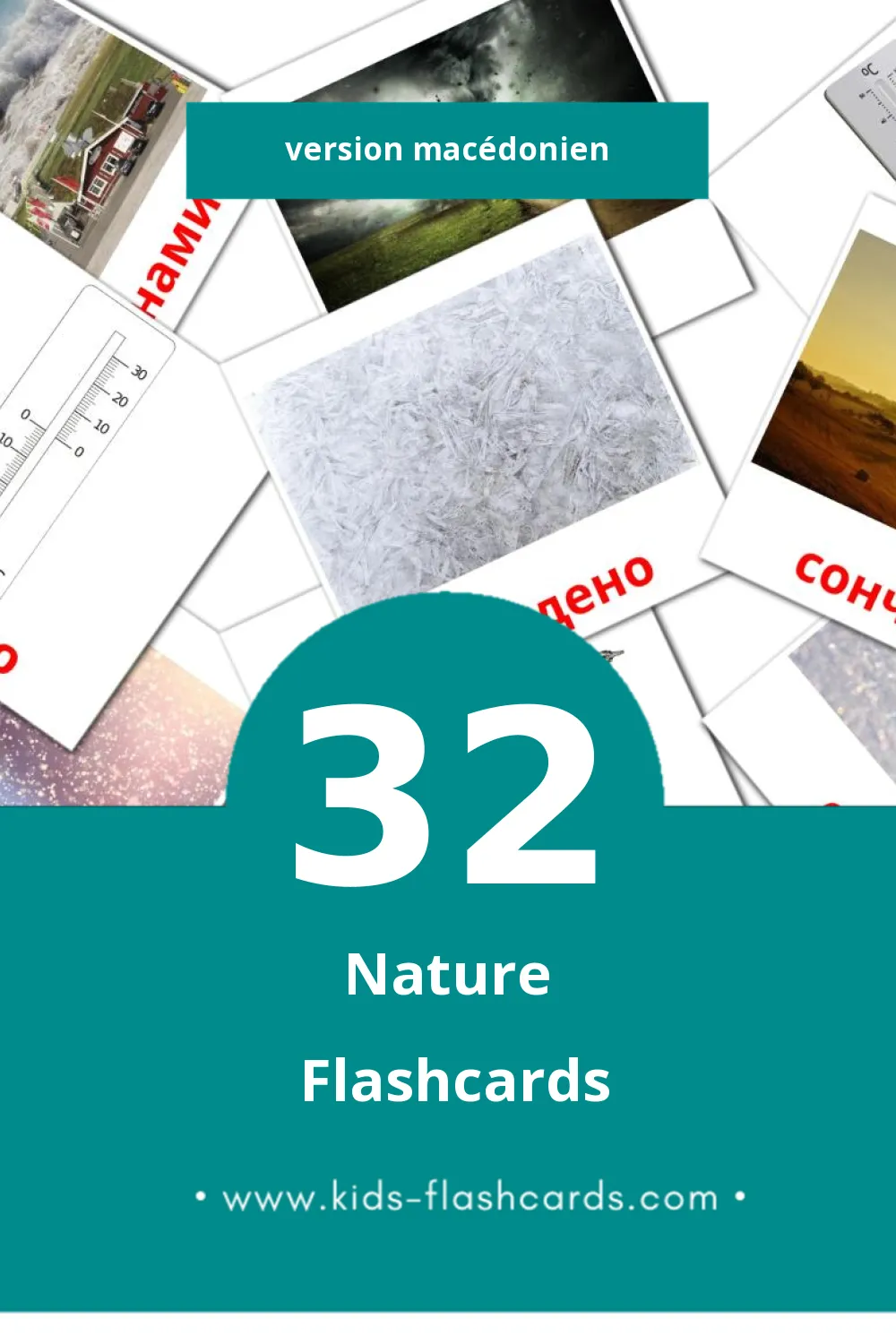 Flashcards Visual Годишно време и природата pour les tout-petits (32 cartes en Macédonien)