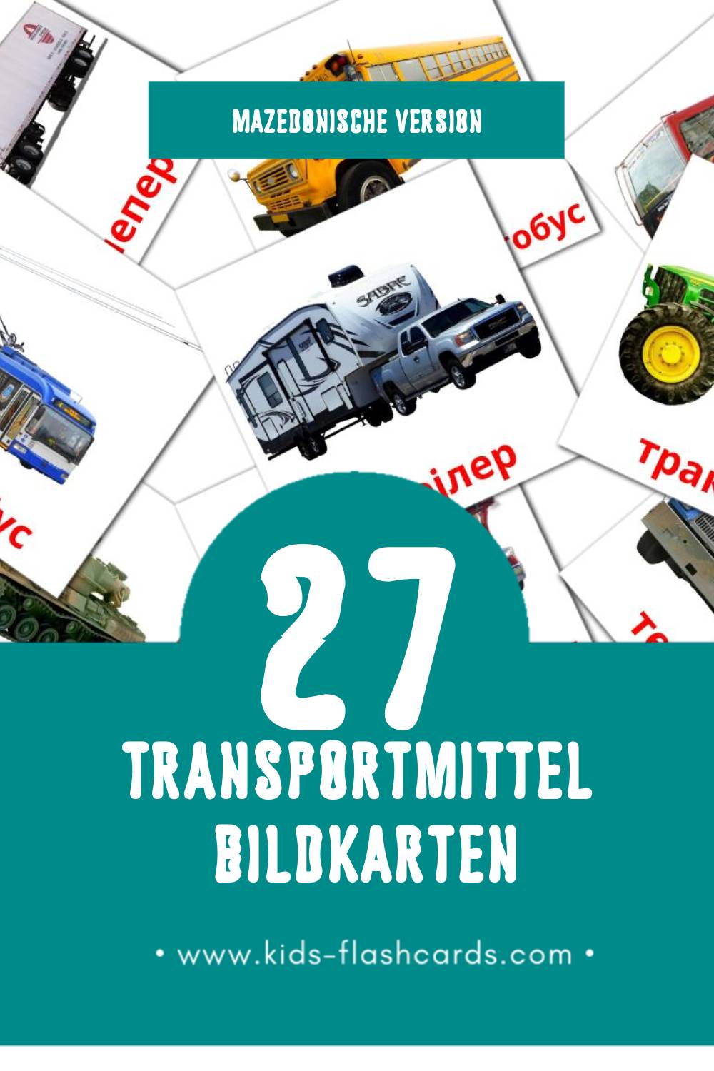 Visual Транспорт Flashcards für Kleinkinder (41 Karten in Mazedonisch)