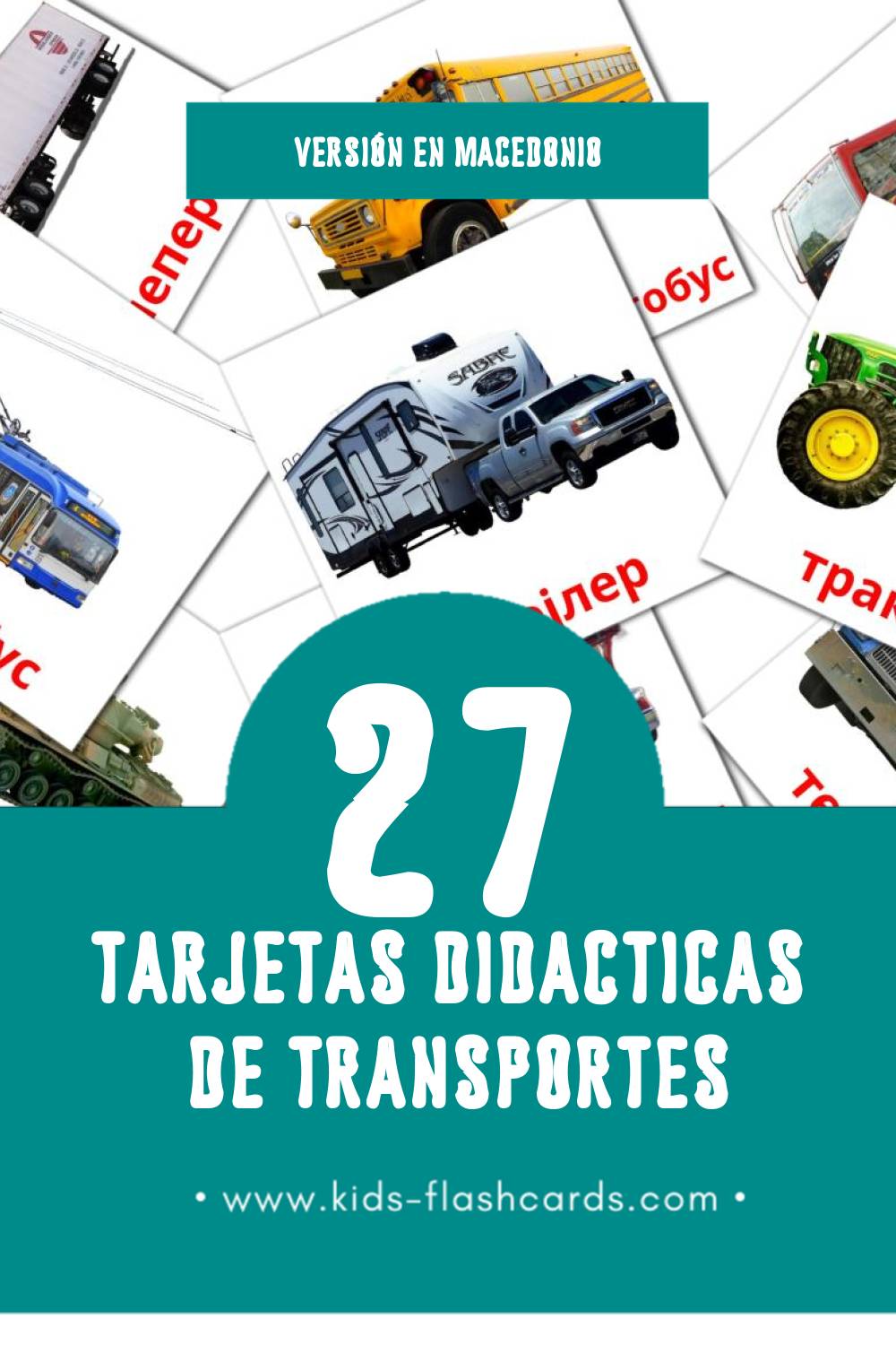 Tarjetas visuales de Транспорт para niños pequeños (41 tarjetas en Macedonio)