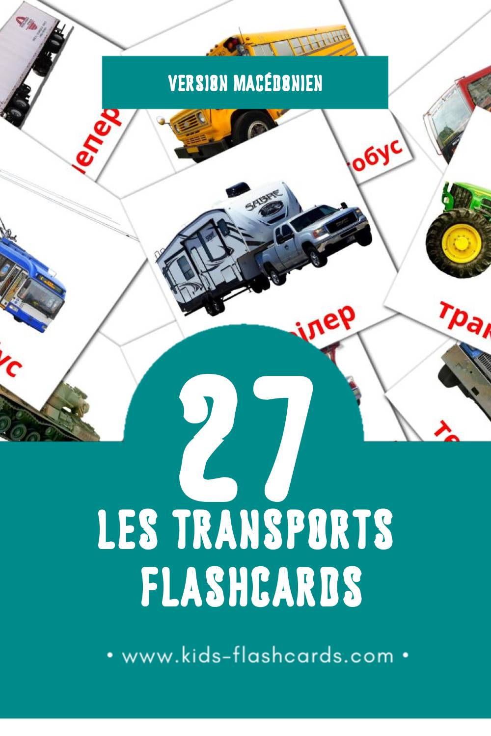 Flashcards Visual Транспорт pour les tout-petits (41 cartes en Macédonien)