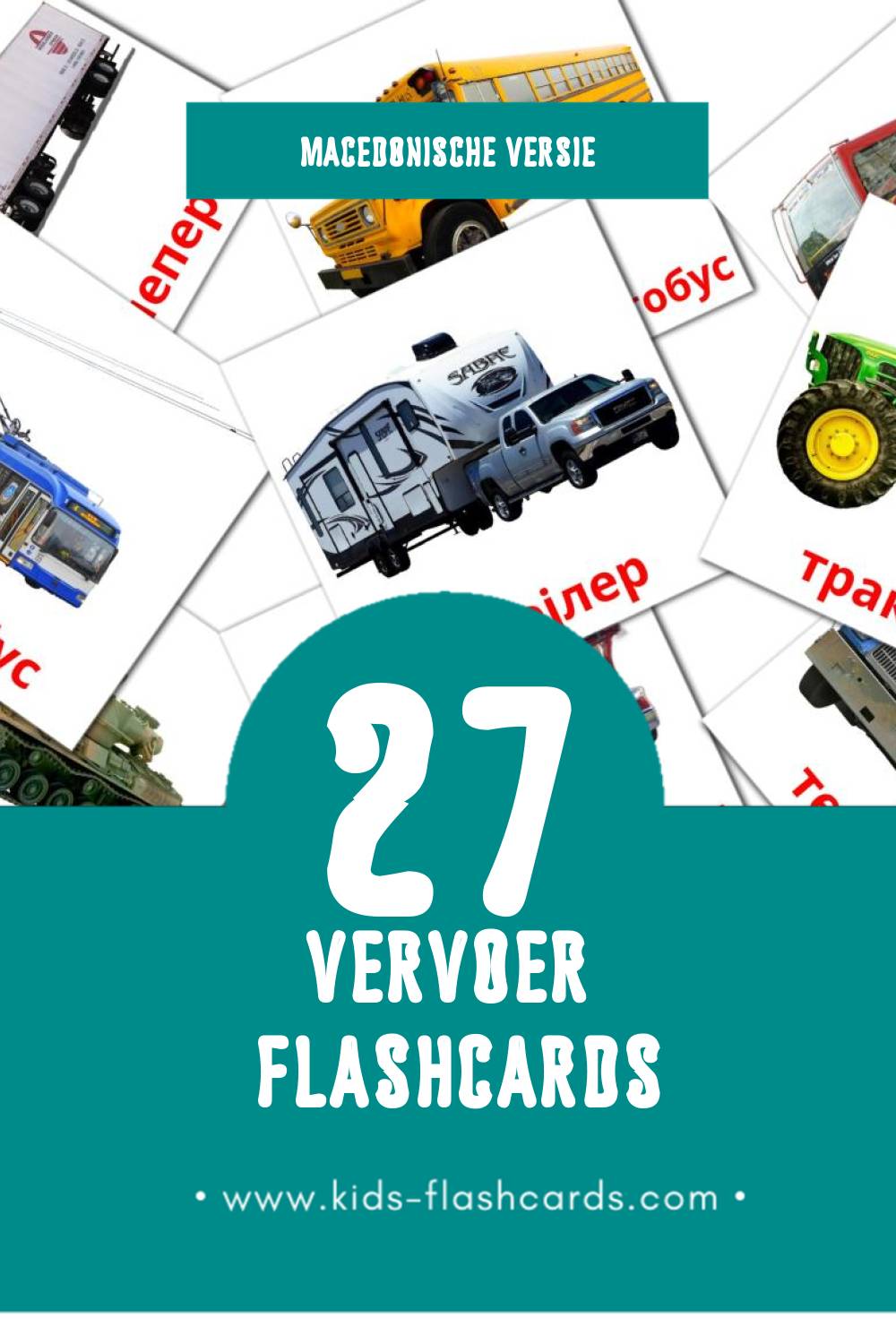 Visuele Транспорт Flashcards voor Kleuters (41 kaarten in het Macedonisch)