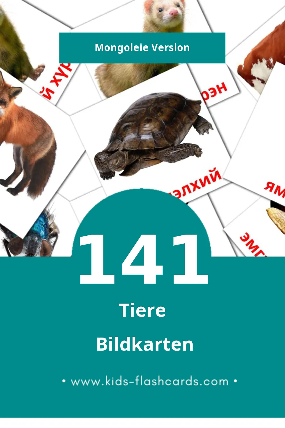 Visual Амьтад Flashcards für Kleinkinder (141 Karten in Mongolei)