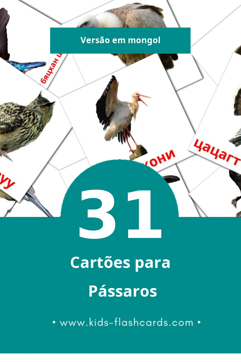 Flashcards de Шувууд Visuais para Toddlers (31 cartões em Mongol)