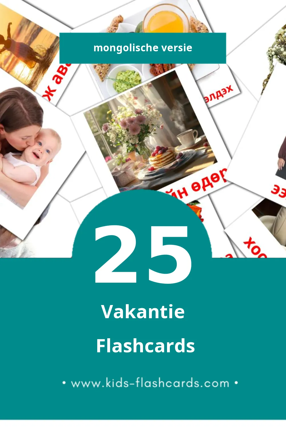 Visuele Баяр ёслол Flashcards voor Kleuters (25 kaarten in het Mongolisch)