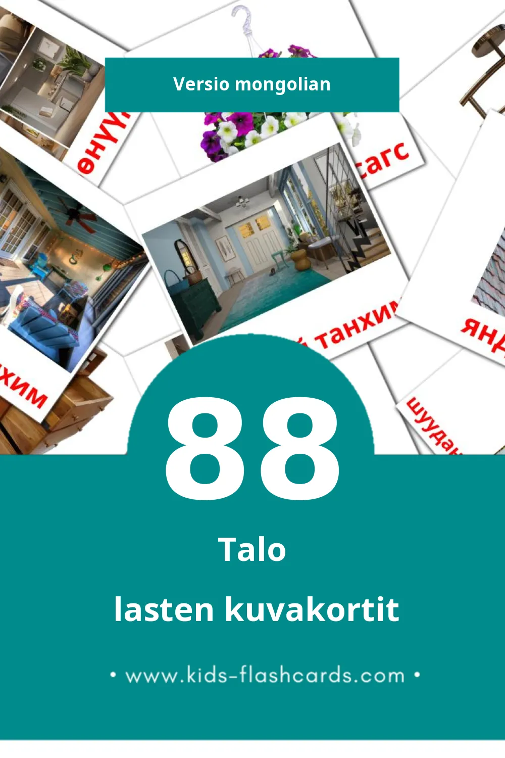 Гэр lasten kuvakortit pikkulapsille (88 korttia Mongolianksi)
