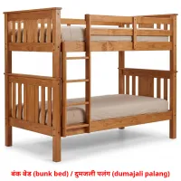 बंक बेड (bunk bed) / दुमजली पलंग (dumajali palang) cartes de vocabulaire
