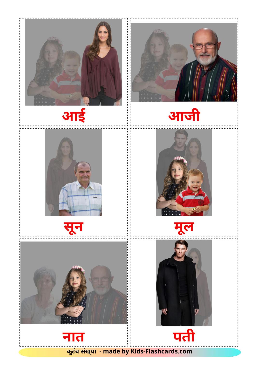Familienmitglieder - 32 kostenlose, druckbare Marathi Flashcards 