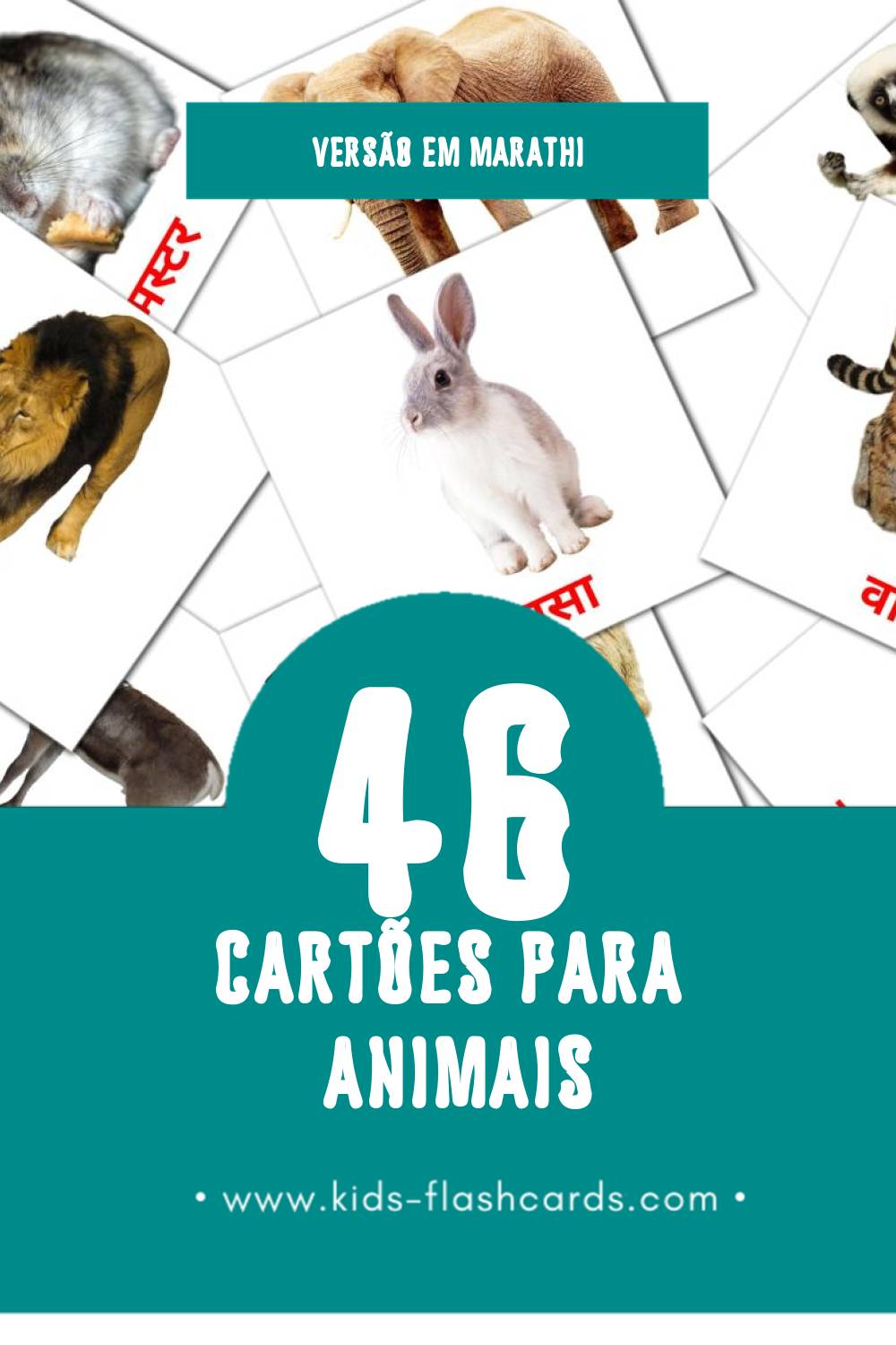 Flashcards de प्राणी Visuais para Toddlers (46 cartões em Marathi)