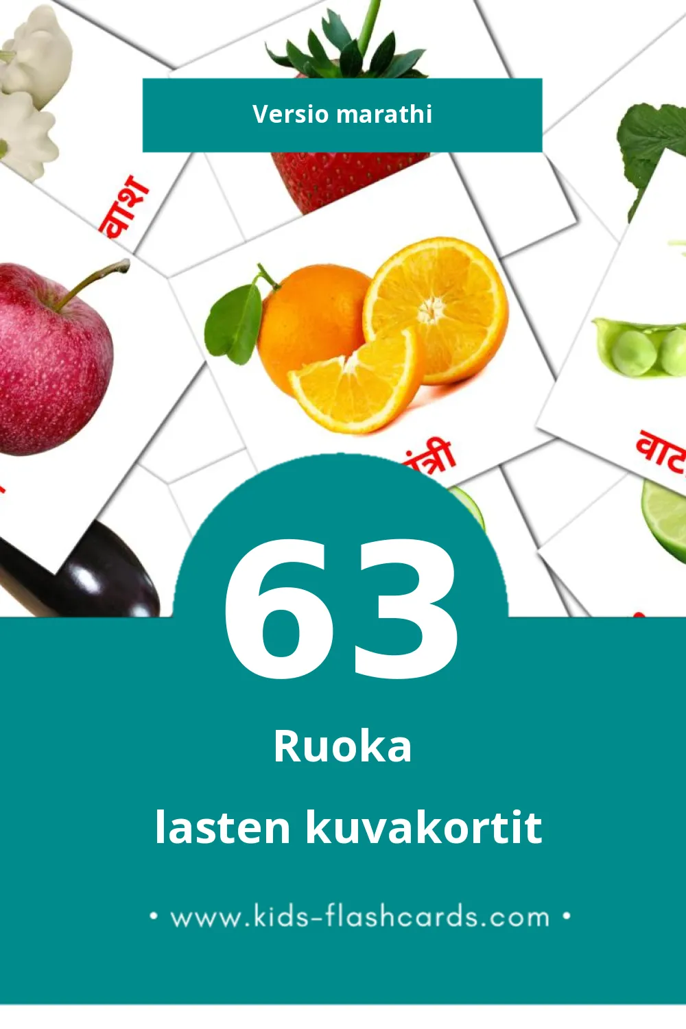अन्न lasten kuvakortit pikkulapsille (63 korttia Marathiksi)